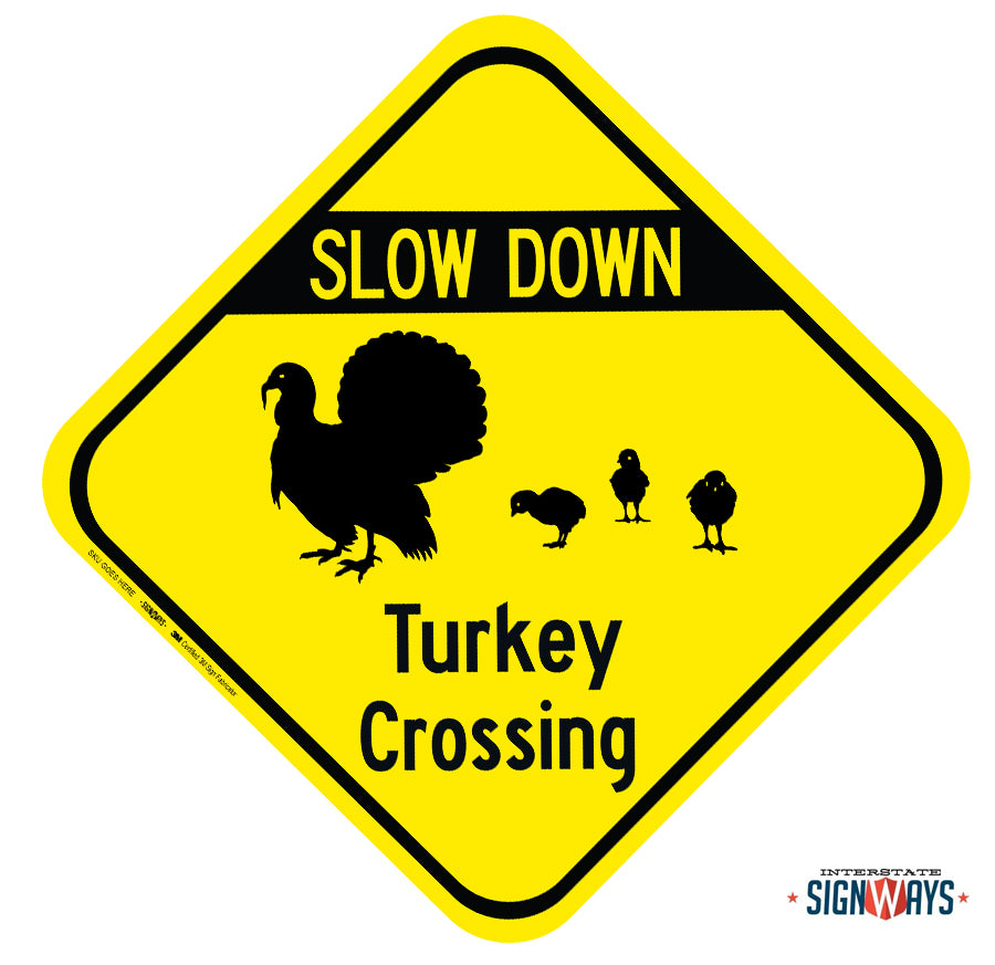 Turkey with Chicks Crossing - High Quality Aluminum Sign, Made in the USA