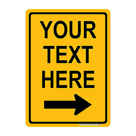 Customizable (Bottom) Right Arrow with Yellow Background Vertical Sign