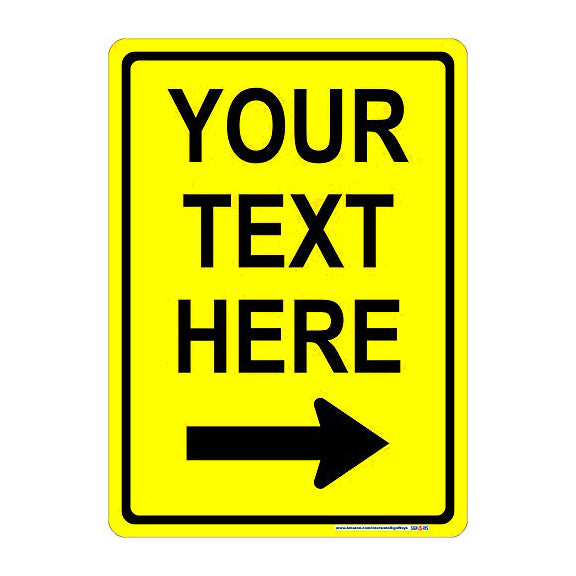 Customizable (Bottom) Right Arrow with Yellow Background Vertical Sign