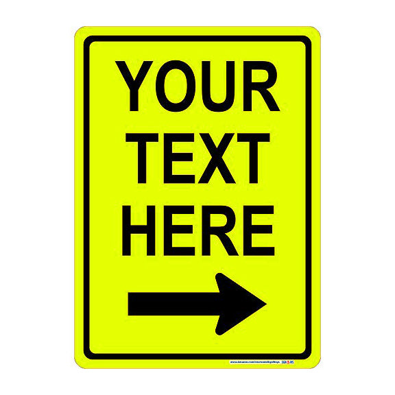 Customizable (Bottom) Right Arrow with Yellow Background Vertical Sign
