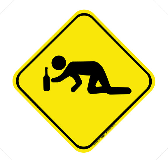 Caution- Drunk Crossing Diamond Sign