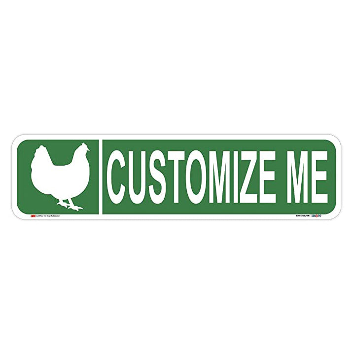 Customizable Chicken Street Signs single sided green