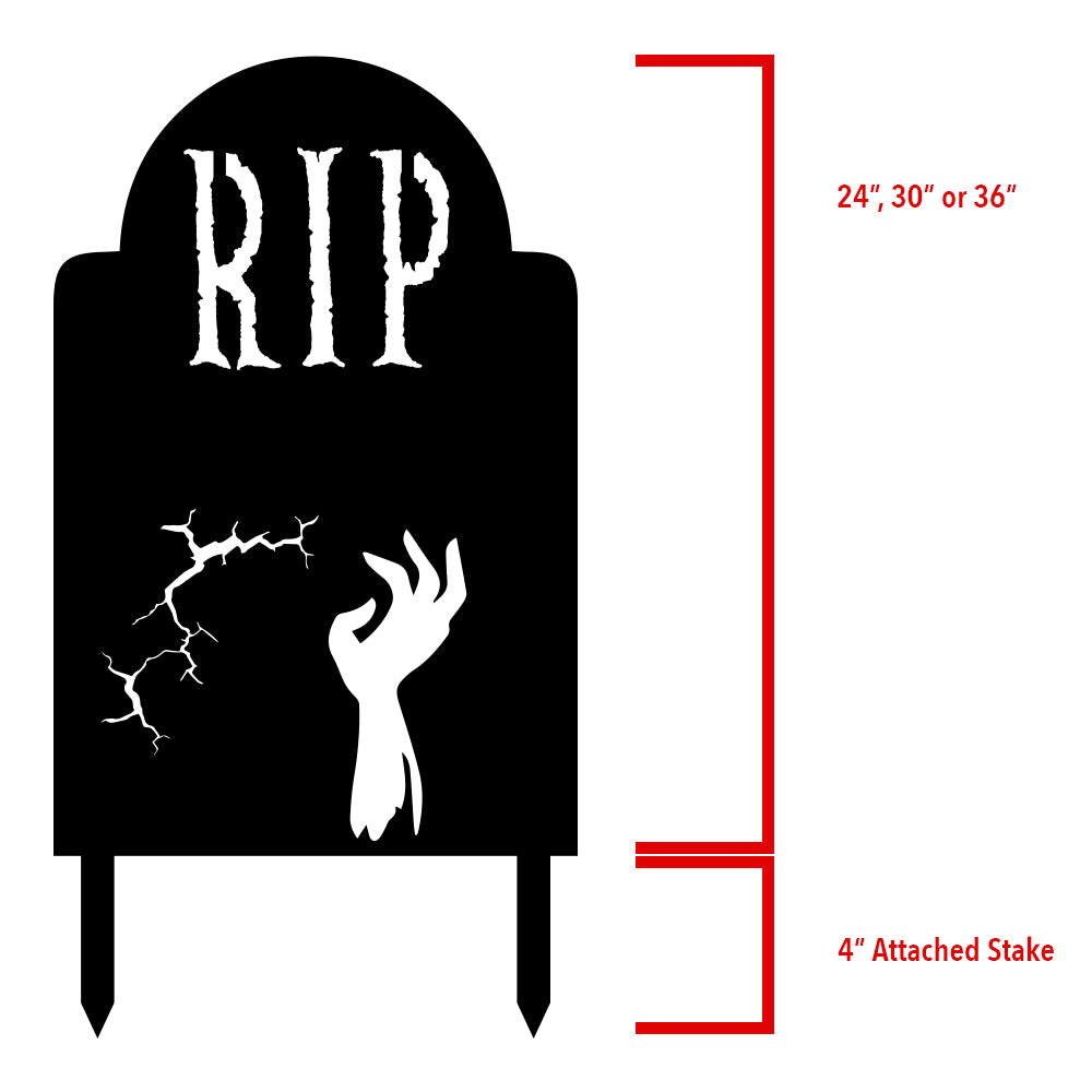 Halloween RIP Creepy Hand Tombstone, Powder Coated Aluminum Outdoor Yard Sign