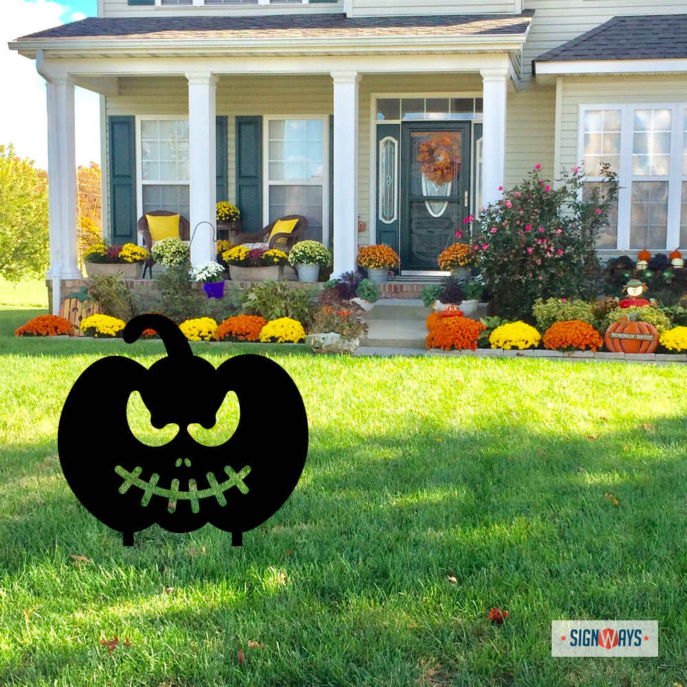 Halloween Funny Face Pumpkin, Powder Coated Aluminum Outdoor Yard Sign