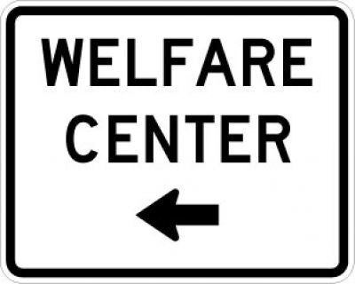 Welfare Center Left Arrow Sign