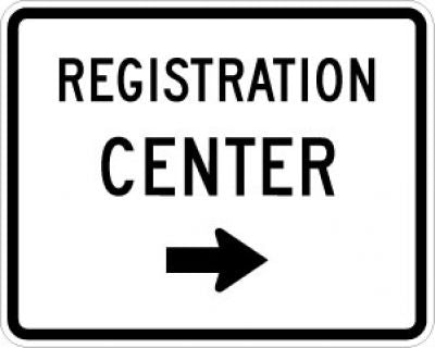 Registration Center Right Arrow Sign