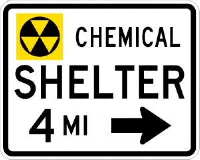 Chemical Shelter Distance Right Arrow Sign