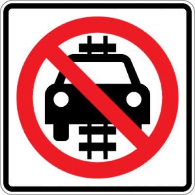 R15-6 No Motor Vehicles On Tracks Symbol