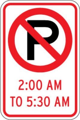 R7-2 (No Parking Symbol) (Time) - Customizable