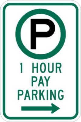 R7-21R (Symbol) 1 Hour Pay Parking (Right Arrow)