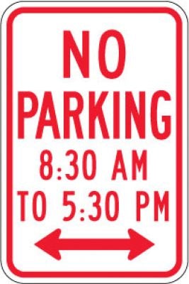 R7-2aD No Parking (Time) (Double Arrow)- Customizable