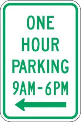 R7-5L One Hour Parking (Time) (Left Arrow)