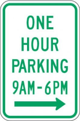 R7-5R One Hour Parking (Time) (Right Arrow)