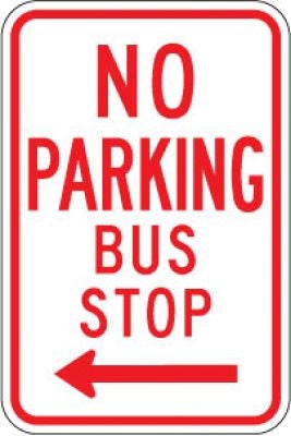 R7-7L No Parking Bus Stop (Left Arrow)