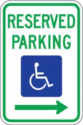 R7-8R Reserved Parking (Handicapped Symbol) (Right Arrow)