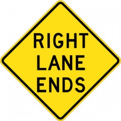 W9-1R Right Lane Ends