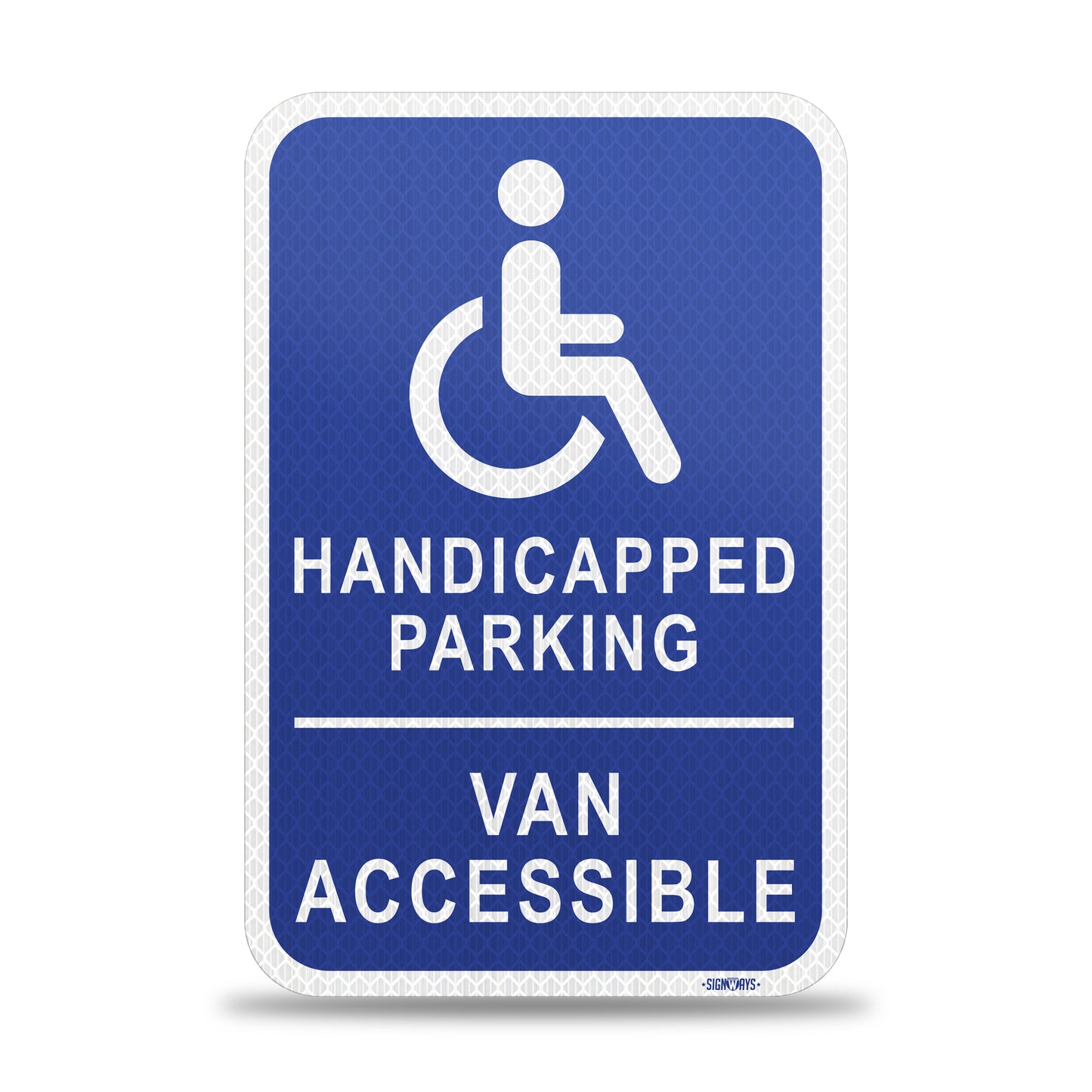Handicap Signs for Parking Lot | Van Accessible Handicapped Parking Sign | Blue White Vertical