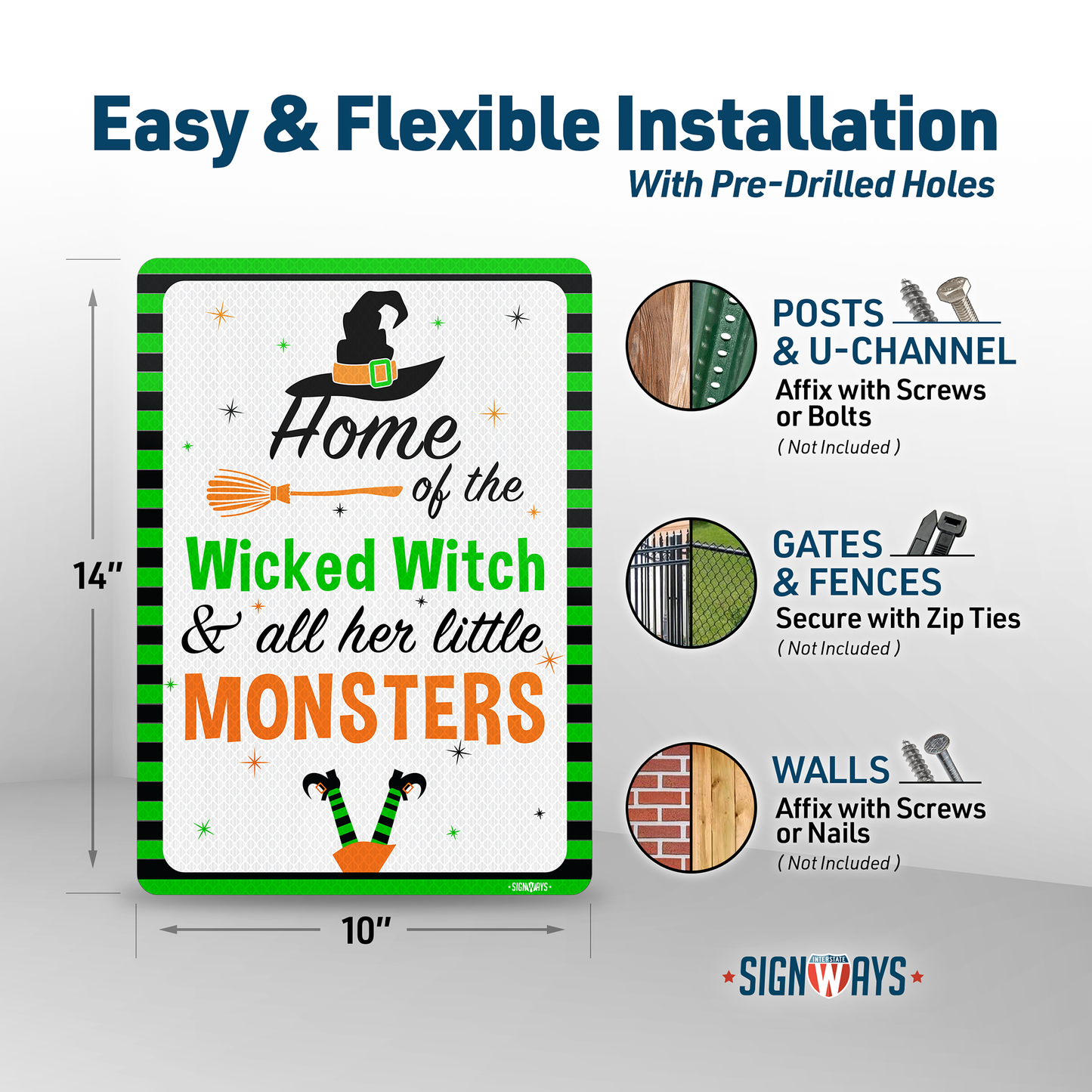 Witch Decorations Halloween Front Porch Décor Signs | Home of Wicked Witch, All Her Monsters 10x14”