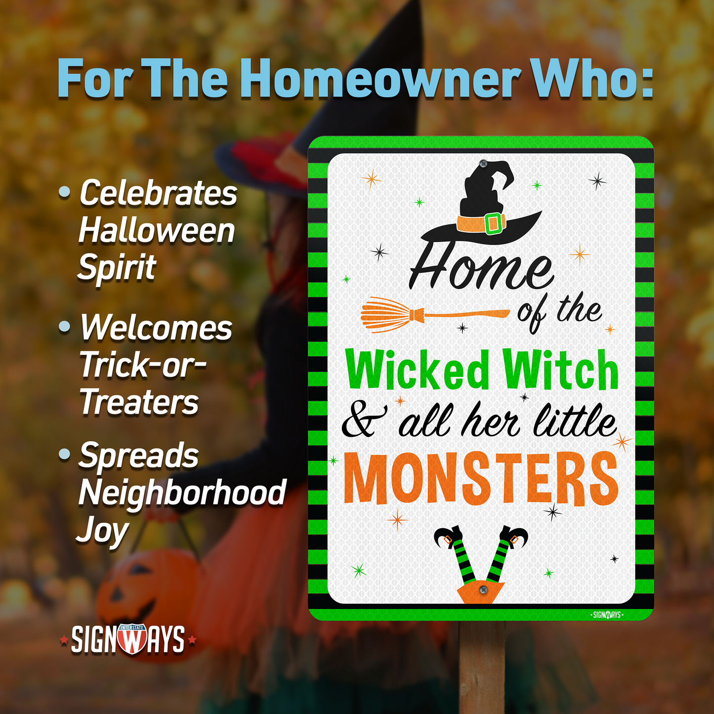Witch Decorations Halloween Front Porch Décor Signs | Home of Wicked Witch, All Her Monsters 10x14”