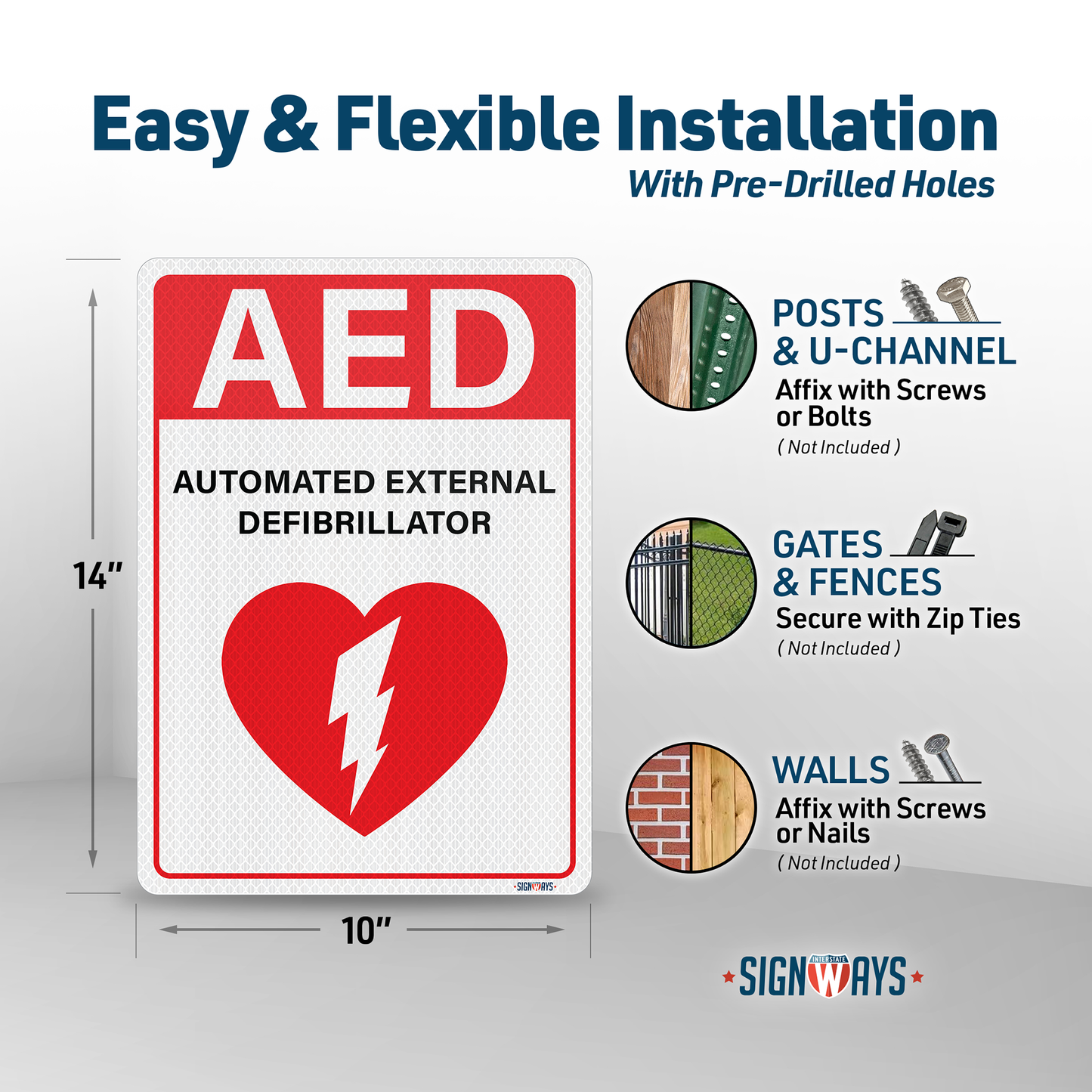 AED (Automated External Defibrillator) Sign