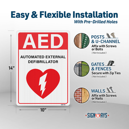 AED (Automated External Defibrillator) Sign