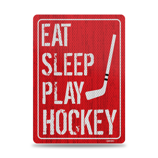 Hockey Wall Decor for Boys Room | Eat Sleep Play Hockey Sign | Signs Wall Art Novelty Decal | Vertical 10x14”
