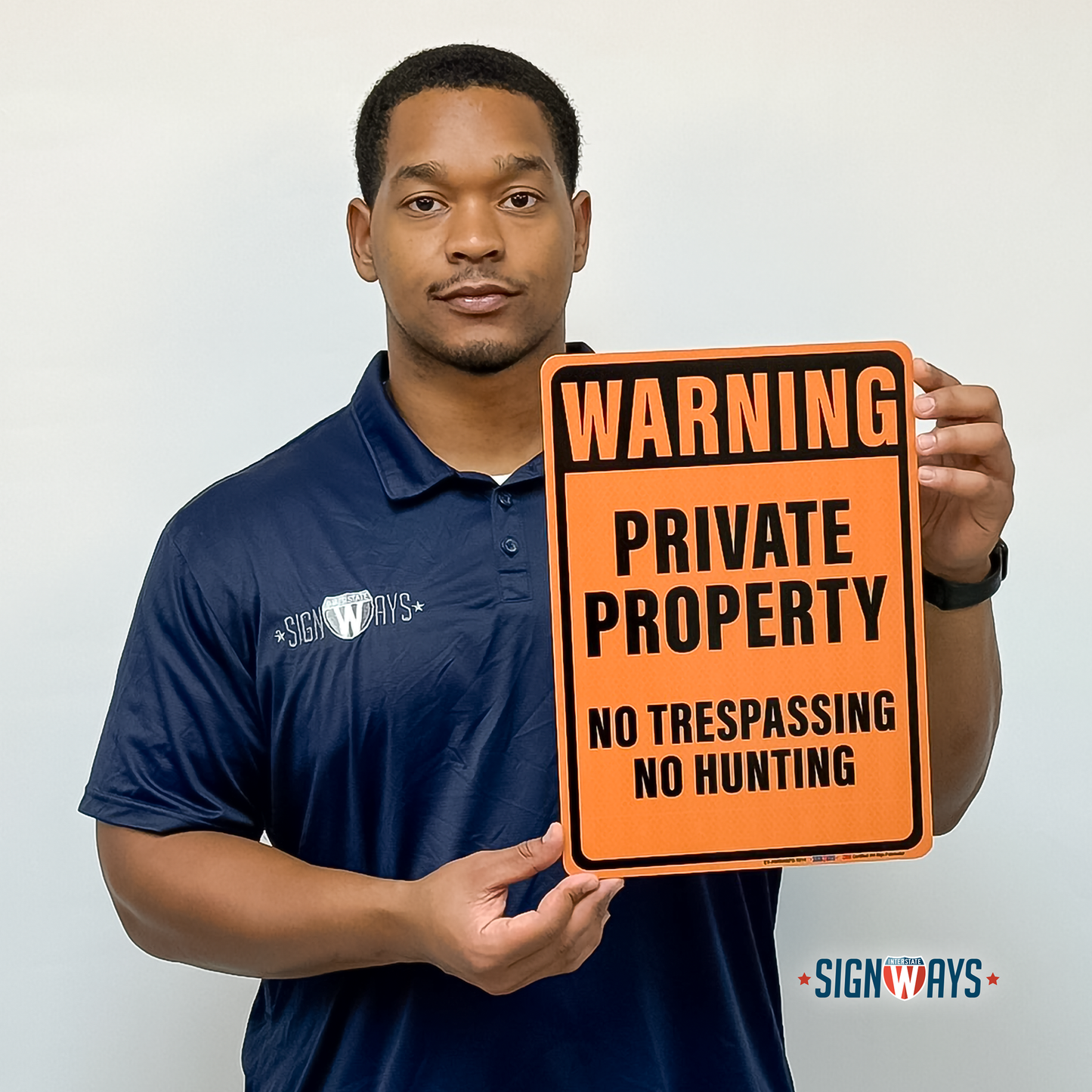 No Hunting or Trespassing Signs, No Fishing Signs | Orange / Black 12x12”