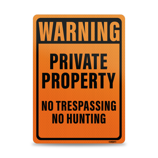 No Trespassing Private Property Metal Sign | Reflective Orange Black 10x14”