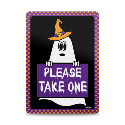 Please Take One Ghost Trick or Treat Sign | Halloween Candy Signs Outdoor 10x14”