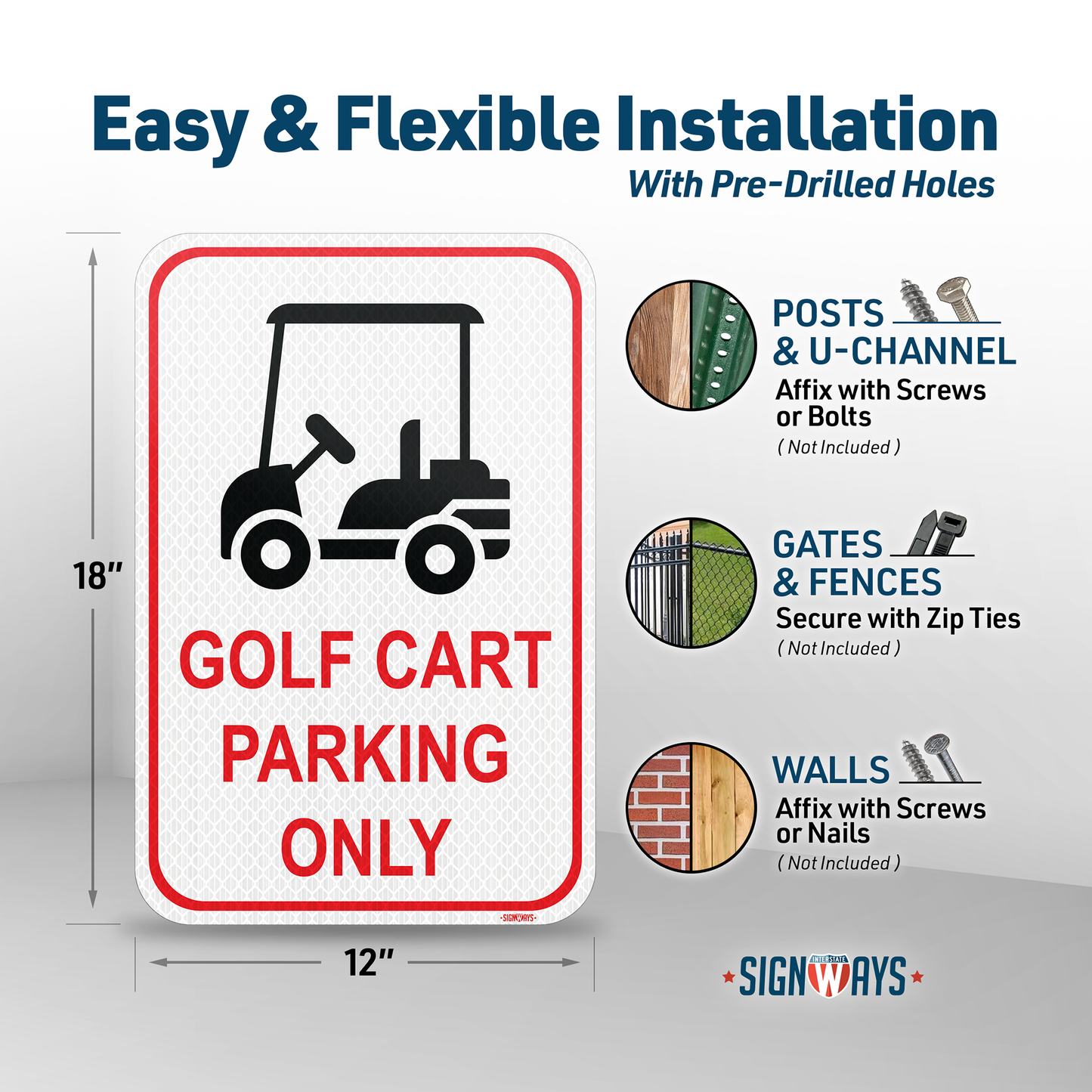 Golf Cart Parking Only Sign