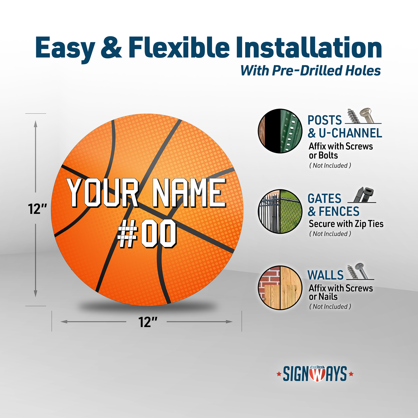 Basketball Custom Metal Name Sign | Customized Sports Wall Art