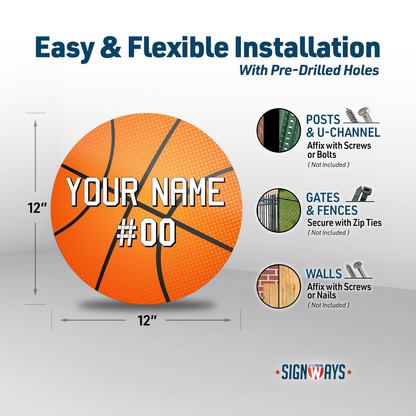 Basketball Custom Metal Name Sign | Customized Sports Wall Art