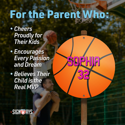 Basketball Custom Metal Name Sign | Customized Sports Wall Art