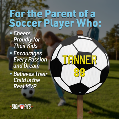 Personalized Soccer Ball Name Sign | Soccer Room Decor for Boys | 18x18"
