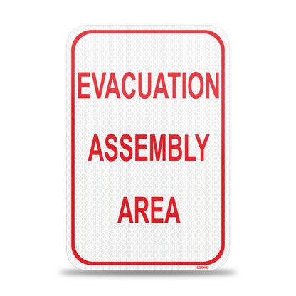 Evacuation Sign | Evacuation Assembly Area Signs | Made in USA 12” x 18”