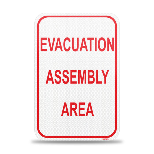 Evacuation Sign | Evacuation Assembly Area Signs | Made in USA 12” x 18”