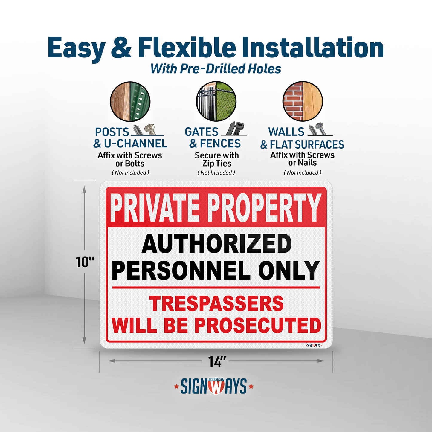 SignWays Private Property Authorized Personnel Only Sign | Restricted Area Authorized Personnel Only Sign | Made in USA