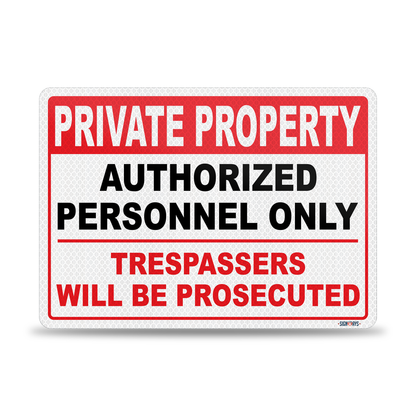 SignWays Private Property Authorized Personnel Only Sign | Restricted Area Authorized Personnel Only Sign | Made in USA