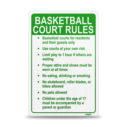 Basketball Court Rules Sign | Gym Rules Signs for Business Community Safety | Vertical