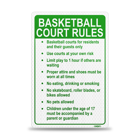 Basketball Court Rules Sign | Gym Rules Signs for Business Community Safety | Vertical