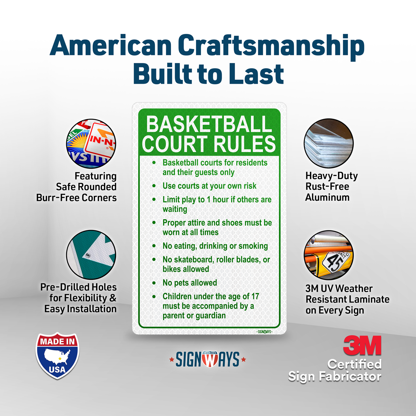 Basketball Court Rules Sign | Gym Rules Signs for Business Community Safety | Vertical