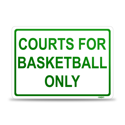 Gym Signs Bold | Basketball Court Rules Sign | Courts for Basketball Only | Horizontal