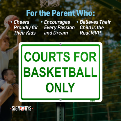 Gym Signs Bold | Basketball Court Rules Sign | Courts for Basketball Only | Horizontal