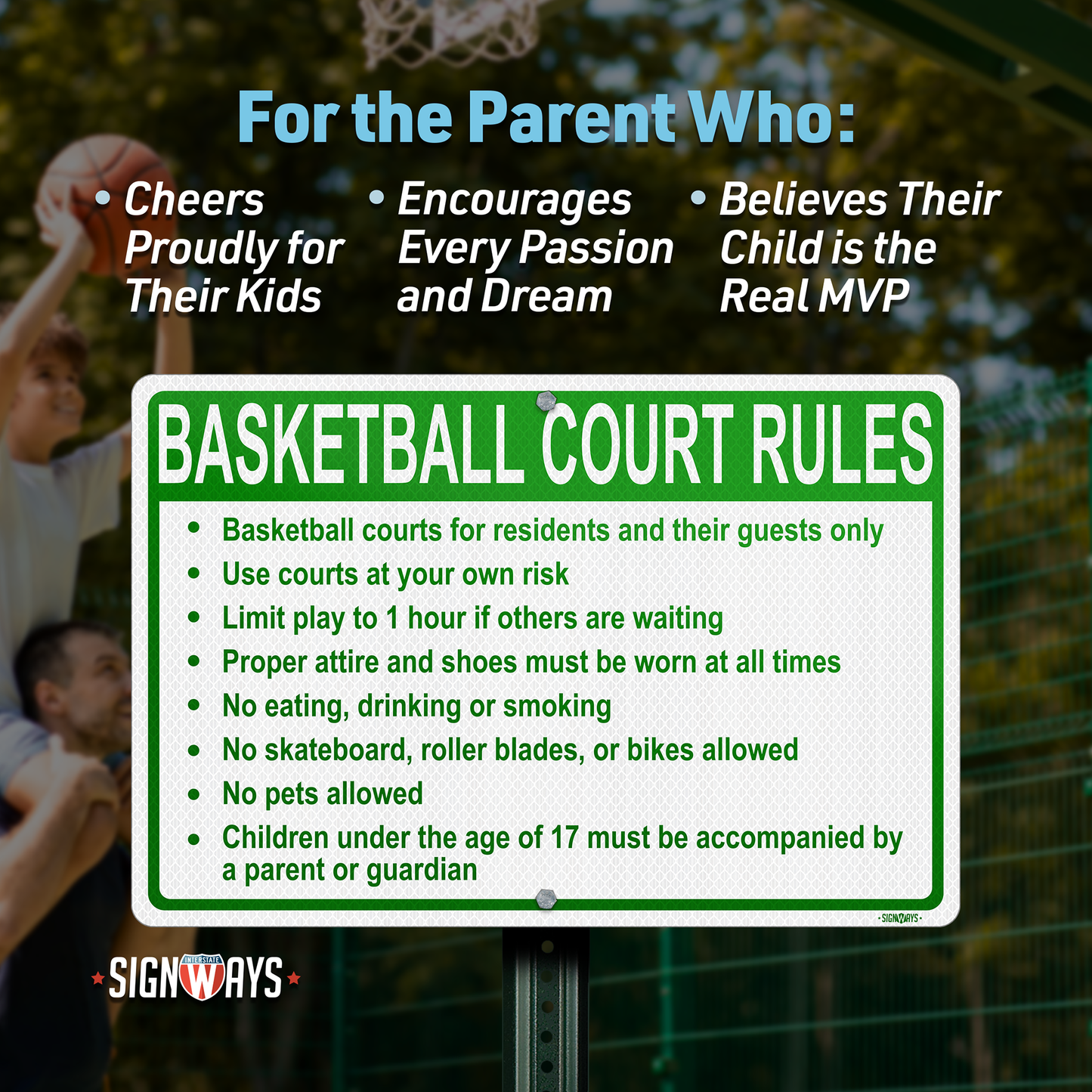 Basketball Court Rules Sign | Gym Rules Signs for Business Community Safety | Horizontal