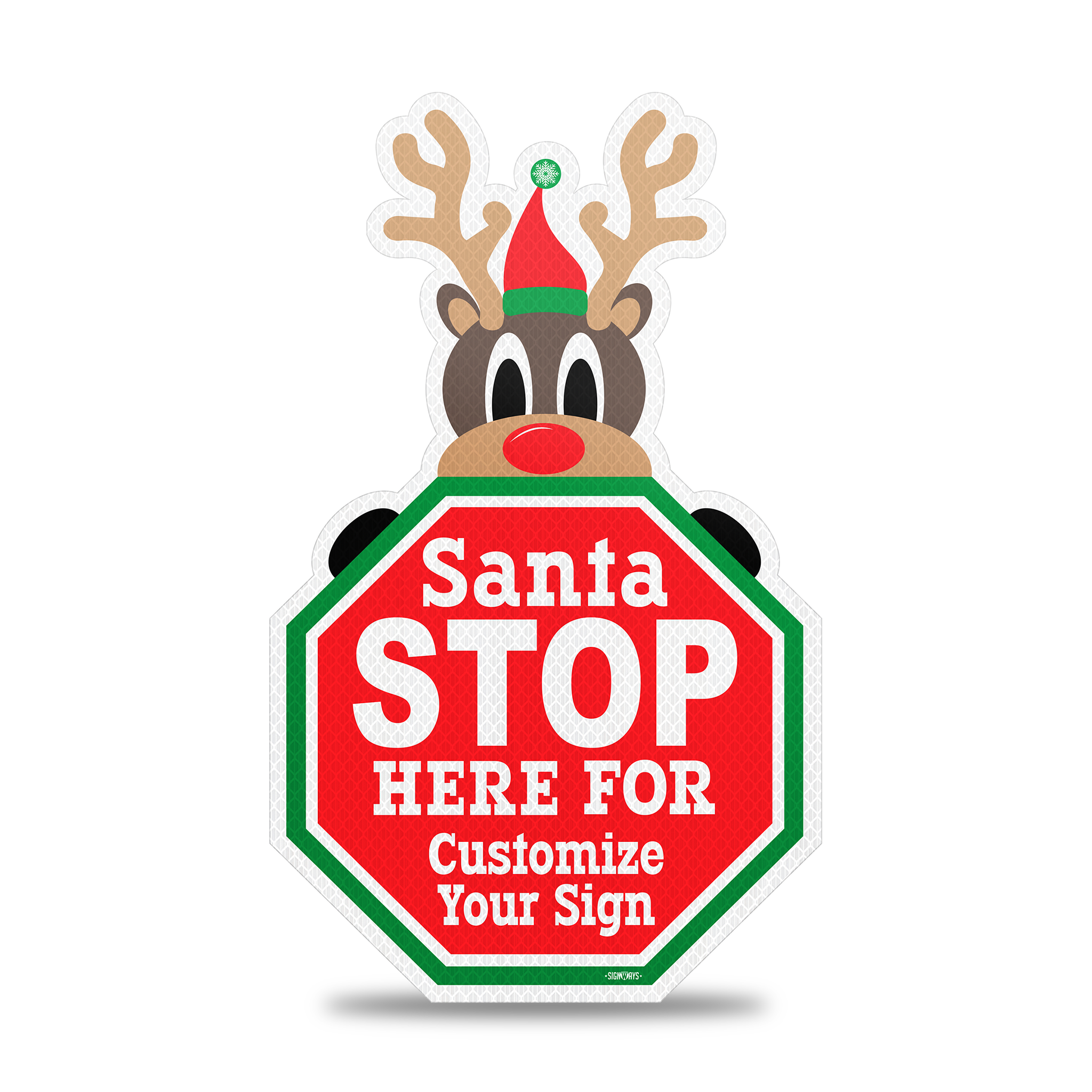 SignWays Customizable Christmas Reindeer Santa Stop Here Sign ...