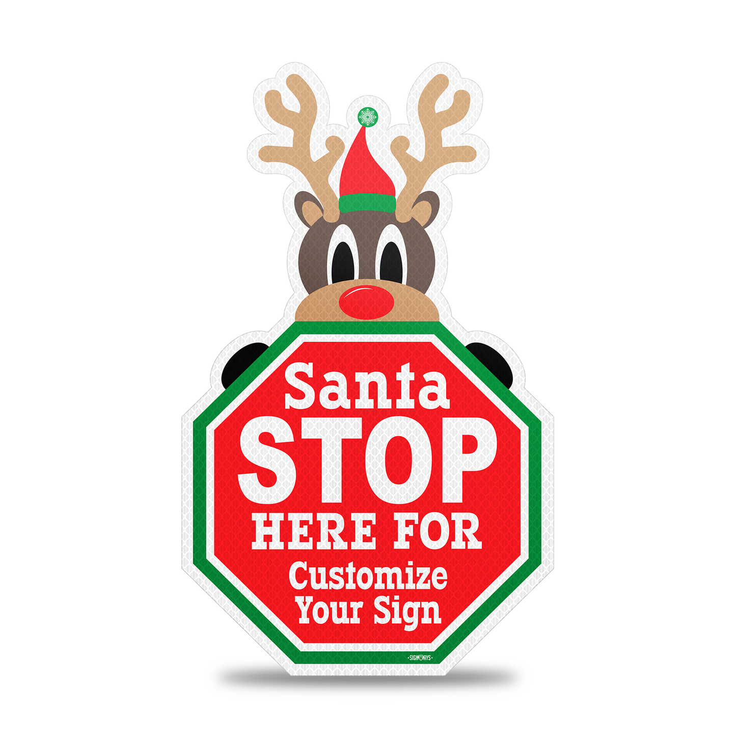 Customizable Christmas Reindeer Santa Stop Here Sign
