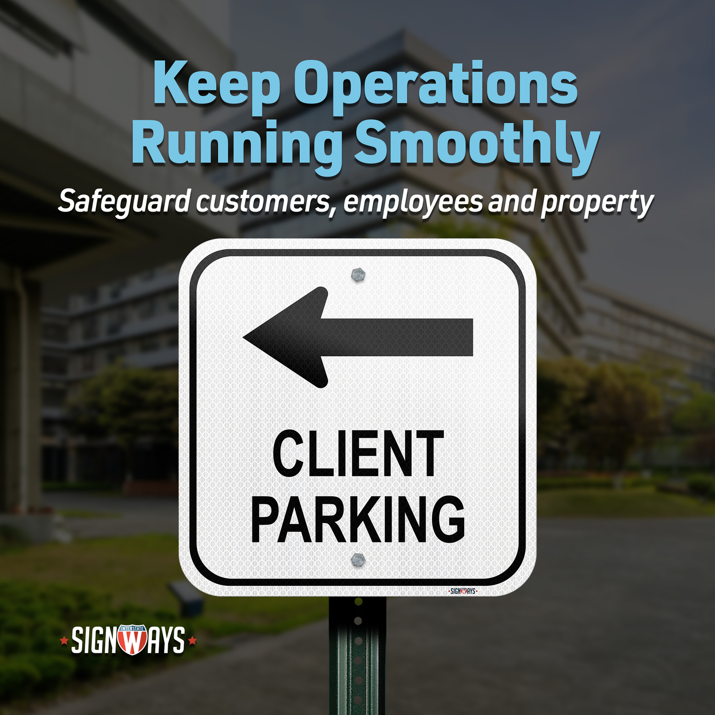 SignWays Customizable (Top) Left Arrow with White Background Square Sign