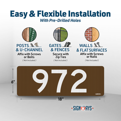 SignWays 911 Address Reflective Signs | Custom Double-Sided House Numbers Horizontal