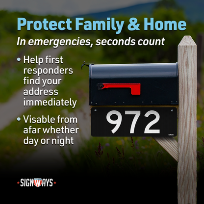 SignWays 911 Address Reflective Signs | Custom Double-Sided House Numbers Horizontal