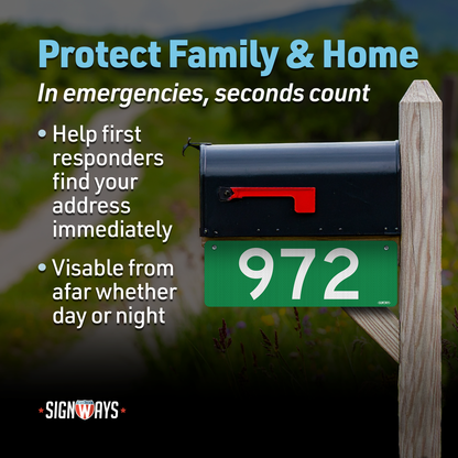 SignWays 911 Address Reflective Signs | Custom Double-Sided House Numbers Horizontal